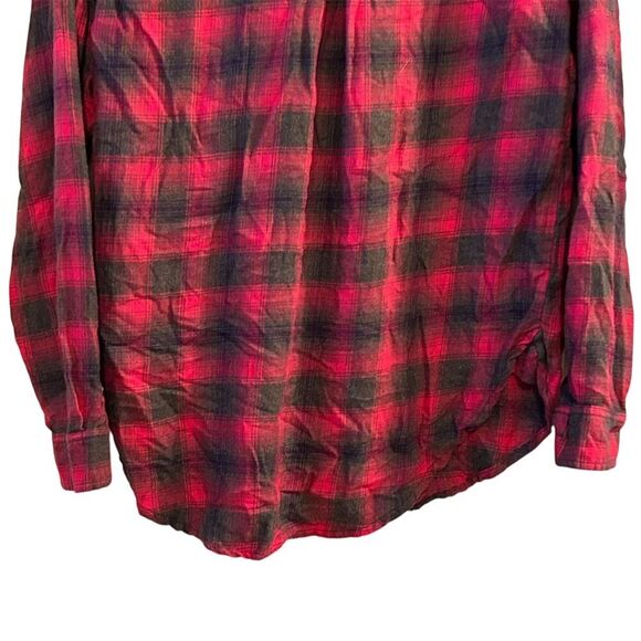 American Eagle Women's Boyfriend Fit Plaid Flannel Shirt Red Size S - Picture 3 of 11